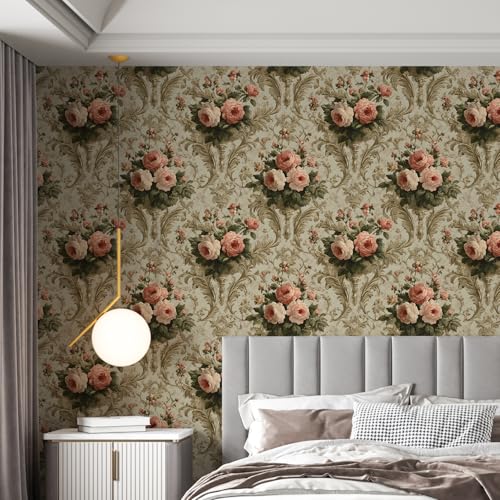 Image of PAPER PLANE DESIGN Vintage Floral Vinyl Self Adhesive Wallpaper Peel & Stick, Waterproof, Stain-Proof | 16 in X 90 in, Decor for Bedroom, Hallway, Living Room (C)