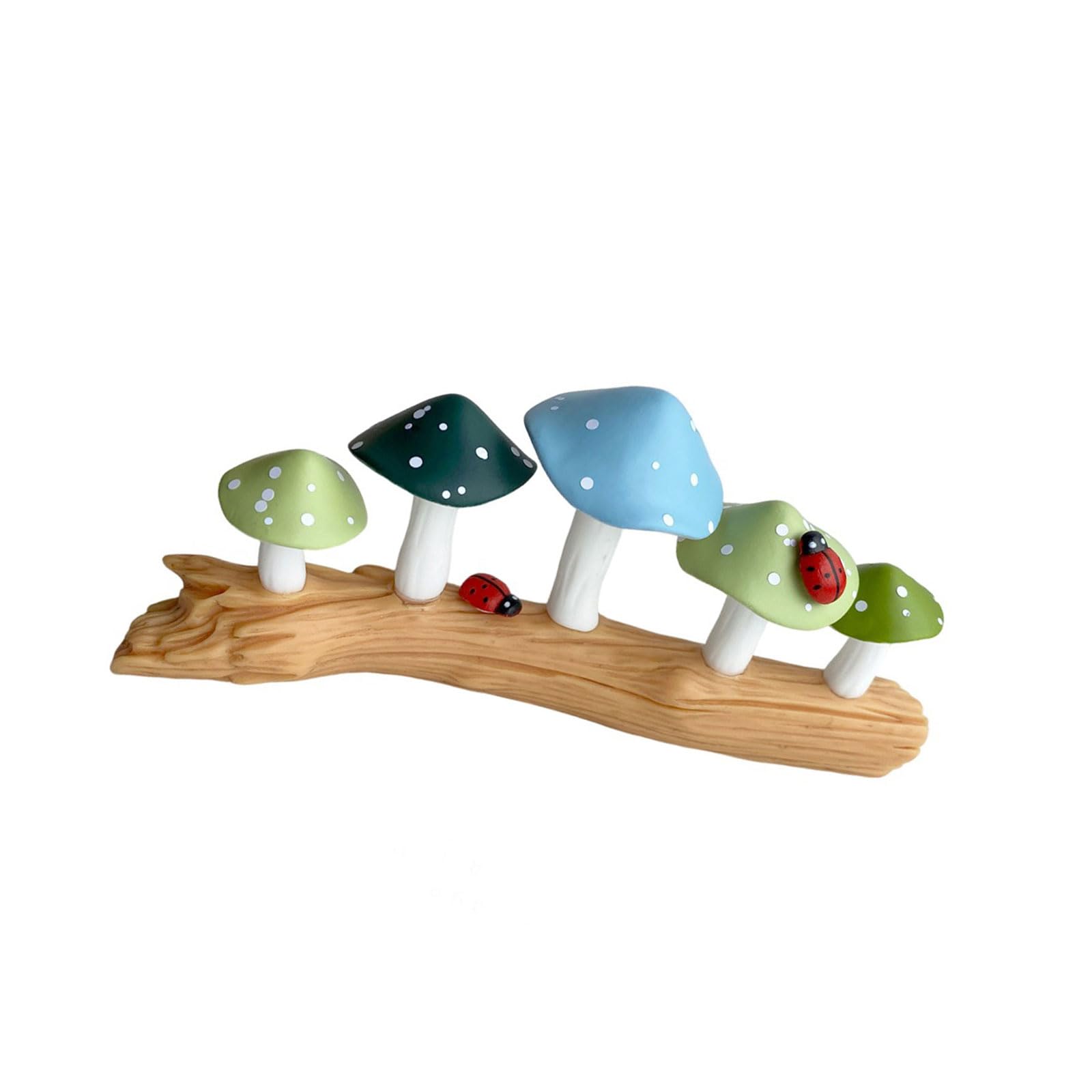 Jazuaiao Colorful Mushrooms on Tree Stump Resins Miniature Figurine Collectible Ornament for Home Desktop and Landscape Decors Colorful Mushroom Figurine