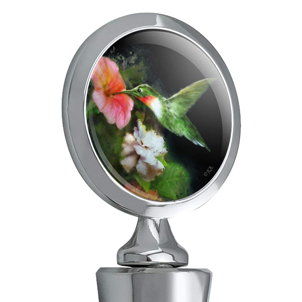 Ruby's Hummingbird Flower Garden Wine Bottle Stopper