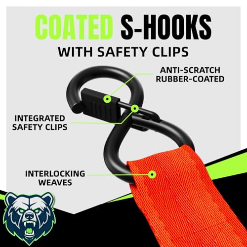 Image of Retractable Ratchet Straps, 4-Pack, 1 Inch x 12 Feet Heavy Duty Tie Downs, 1760lb Break Strength, Self Retracting for Truck, Cargo, Trailer, Motorcycle, ATV, UTV (Red, 4pack)
