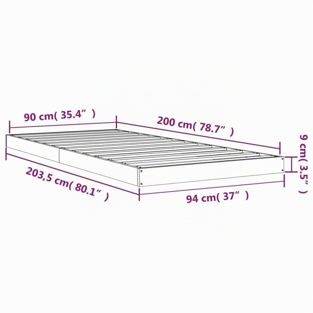 vidaXL Massivholzbett Einzelbett Bettgestell Bett Holzbett Bettrahmen Lattenrost Schlafzimmerbett Schlafzimmermöbel Weiß 90x200cm Kiefer