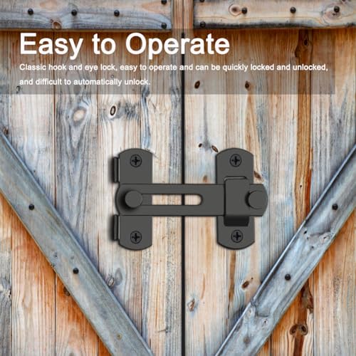 2PCS Barn Door Lock, 180 Degree Flip Sliding Barn Door Latches, Gate Latch for Barn Door, Sliding Door, Pet Door, Garage, Bathroom, Window, Outdoor(Black) - Image 4