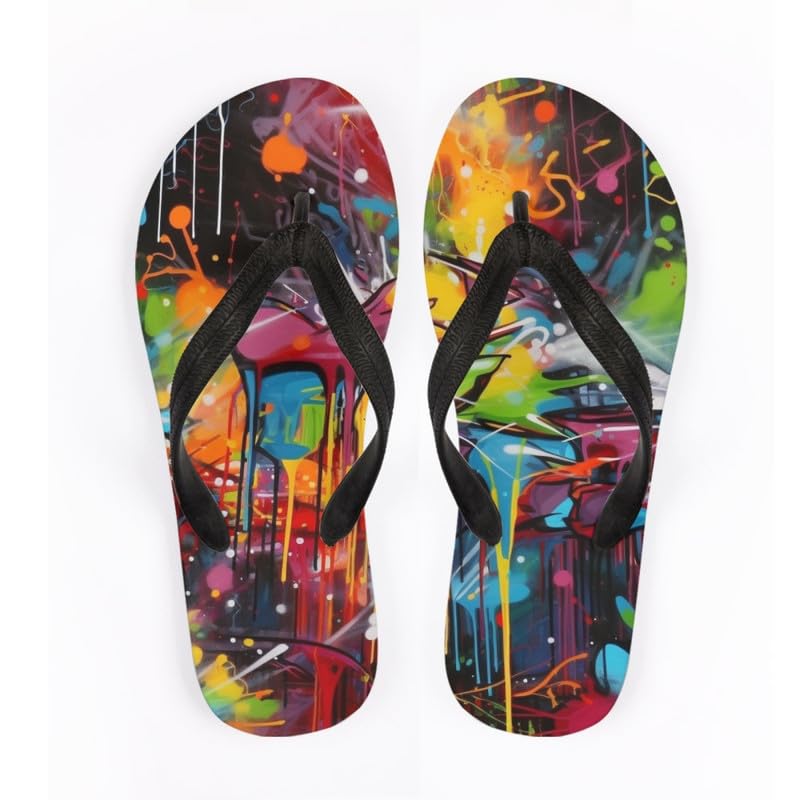 Women Tie-Dye Flip Flop Sandal, Hawaii Graffiti Soft Comfort Fit Slippers for Summer Unisex Outdoor Shower Slippers2