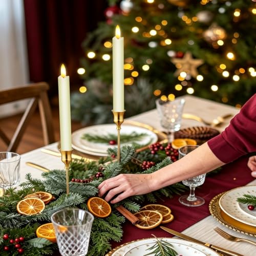Image of Upgraded Real Wax LED Flameless Taper Candles with Remote, 8 Inch Ivory Candlesticks Battery Operated 3D Flickering - 8 inch Realistic Fake Candle Sticks for Home /Wedding /Fireplace Xmas Decor