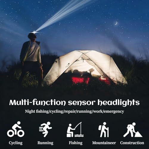 Faros delanteros recargables USB-C de 2000 lúmenes sensor de movimiento contra lluvia 6