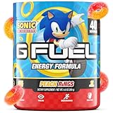 G Fuel Sonic Energy Drink Powder, Pre Workout Caffeine Mix for Gaming, Sugar Free Focus Amino, Vitamin + Antioxidants, 9.8oz (Peach Ring Candy, 40 Servings)