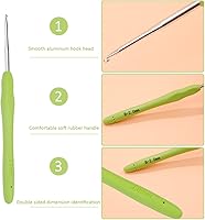 Vista 3 de Gancho de ganchillo, Gancho de ganchillo ergonómico de 2.0 mm, Agujas de ganchillo para manos artríticas, Agujas de tejer con mango suave