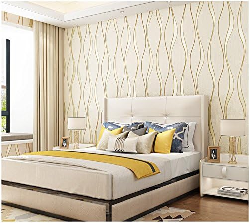 Yosot Modern 3D Relief Curves Stripes Wallpaper Tv Background Living Room Non-Woven Wallpaper Yellow