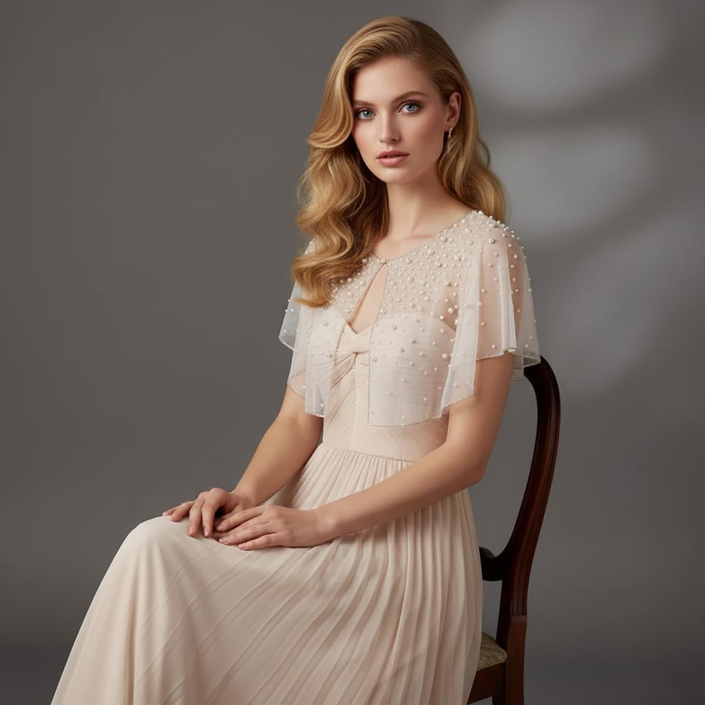 Pearls Wedding Capes Shawl Wrap Shrug Bridal Evening Dress Jackets Flapper Bolero Cover Up for Party Formal - Image 6