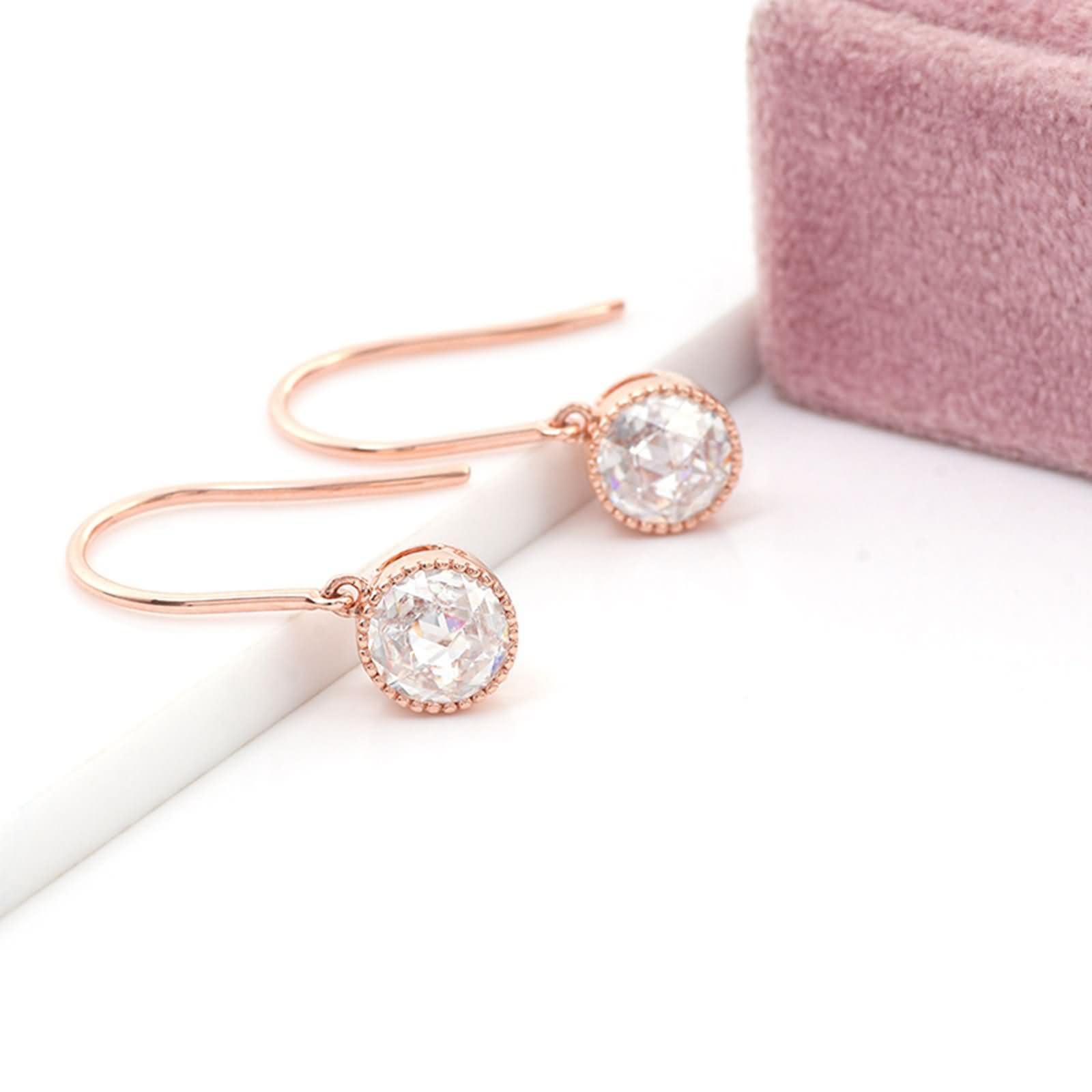 9K / 14K / 18 Karat Weißgold Ohrringe Damen, Rund mit Moissanit, Silber Damen Ohrringe Stecker