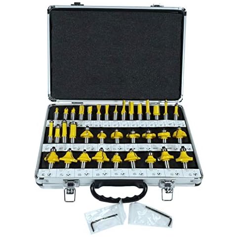 35 ROUTER BIT SET - 1/2 CARBIDE BITS KIT Half Inch Shank ALUMINUM CASE - New by EDMBG Cover