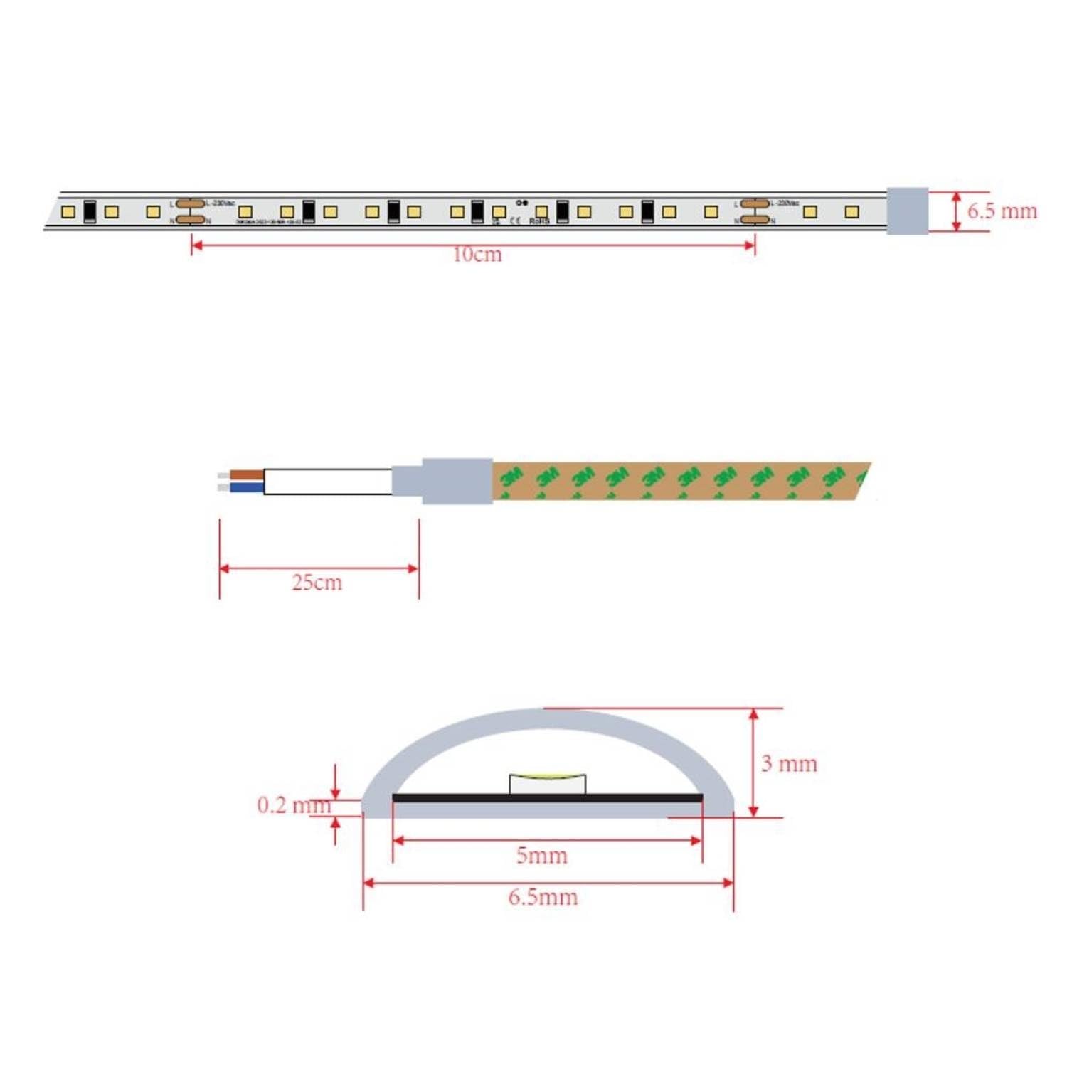 LEDKIA Tira LED Regulable 220V SMD Autorrectificada 120 LED/m BOBINA 20m 12