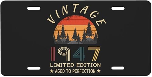 Letrero decorativo de aluminio para matrícula de cumpleaños vintage de 1947, placa de metal, 6 x 12 pulgadas