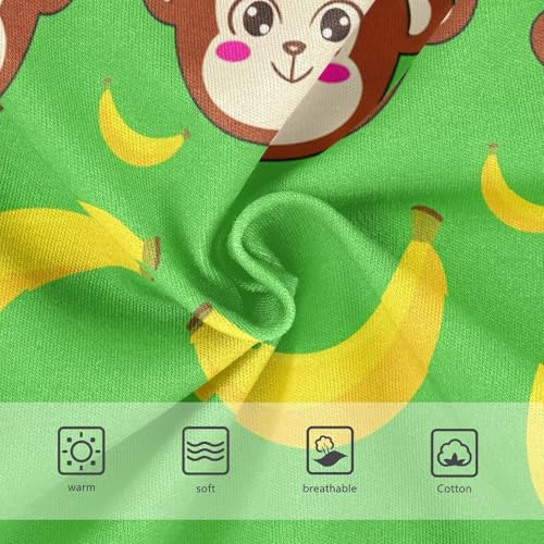 Cute Monkey Bananas Green Cute Panties Girl Toddler Underwear Custom Cotton Print Briefs Undies Kids 2t3