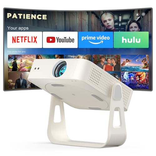 [Officially-Licensed App & Auto Focus]Smart Mini Projector with WiFi and Bluetooth, XuanPad 4K Support Movie Projector, Portable Native 1080P Outdoor Projector with 360° Stand