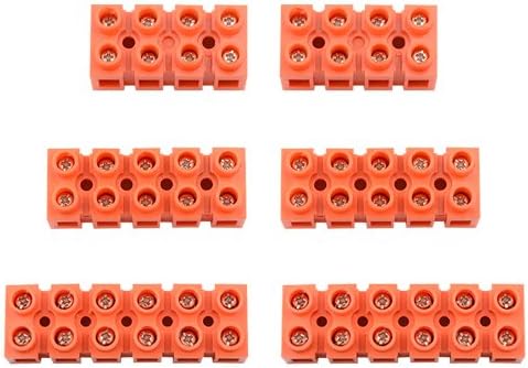 XINGYHENG 6Pcs 4/5/6 Position Double Row Screw Terminal Block, 600V 36A, Red, PC Resin & Brass, Flame Retardant