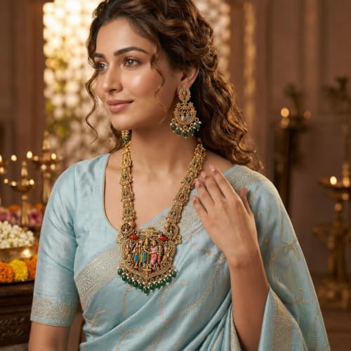 Image of Shining Diva Fashion Stylish Fancy Pearl Choker Traditional Jewellery Set for Women | Temple Necklace Set | Festive Wedding Party Necklace | 22k Gold Plated | Just Like Original Gold Jewellery