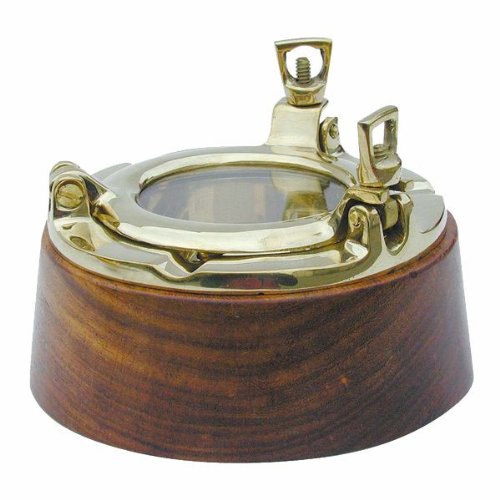 Maritimer Aschenbecher 'Bullauge' Durchmesser 12cm Holz & Messing