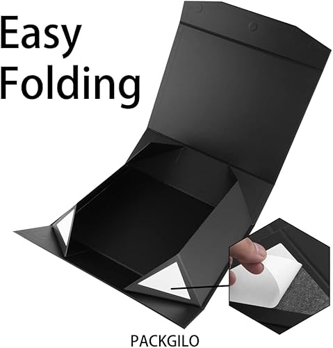 Miniatura 5 de 4 cajas de regalo extragrandes de color negro mate con tapa, 16.5 x 13 x 5.3 pulgadas, cajas de regalo gigantes magnéticas duras para regalos, ropa,