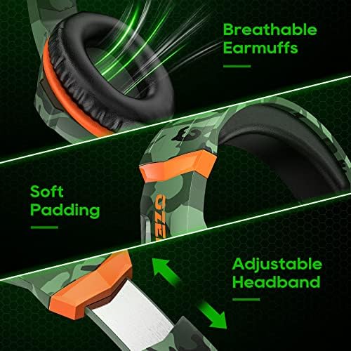 Gaming Headset with Breathing RGB Light & Adjustable Mic for PS4 PS5 PC Xbox One Laptop Mac