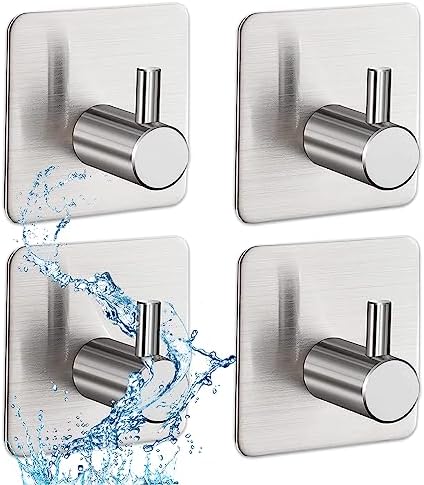 Ganci Adesivi Fino A 5 Kg Ganci Acciaio Inox 4.5 Cm 4 Ganci Appendiabiti Autoadesivi In Acciaio - Senza Fori, Portata 10 Kg Cadauno, Colore Nero Gancio Portata 10 Kg Nero Ganci Autoadesivi