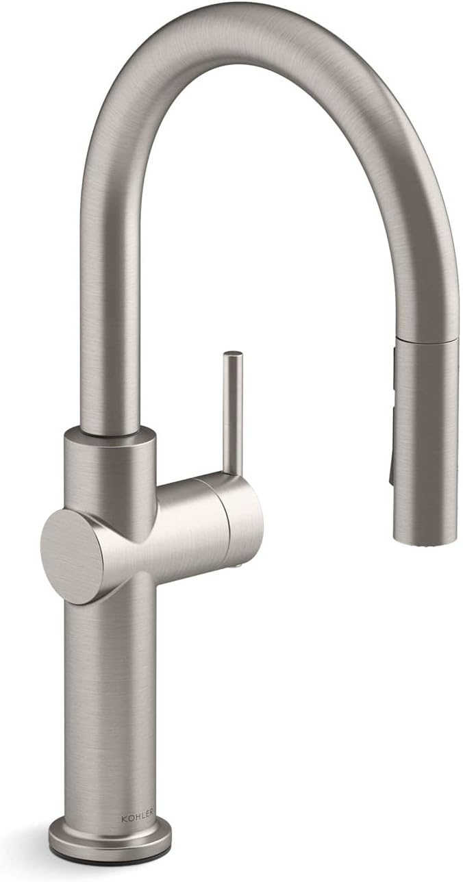 Kohler 22972-VS Crue Pull Down Kitchen Faucet, 3-Spray Sprayhead with Secure Docking, Vibrant Stainless, 2X-Large Pull-Down Vibrant Stainless