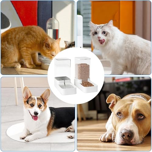 Automatic Cat Feeder, Cat Food Dispenser, Water Dispenser Set, Dog Water Dispenser,Large Capacity Gravity Pet Food Bowl & Waterer for Cats and Small Medium Dogs - Image 5