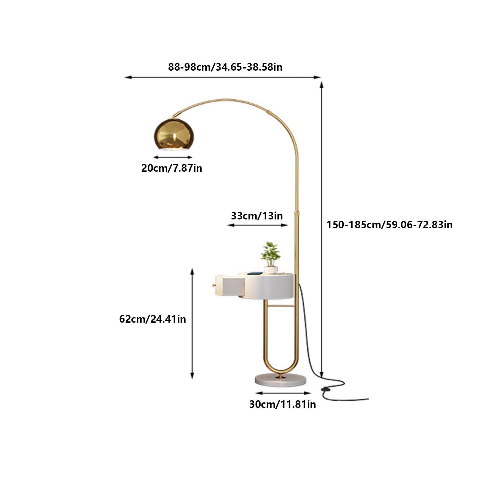Światło pionowe Lampa podłogowa ze stołem, lampy do salonu stacją ładującą, nowoczesna lampa z szufladą, stołowa, sypialnia Lampy Stojące(Gold)