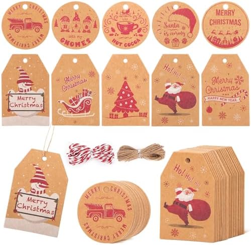 Produktbild von 100 Weihnachtsetiketten Aufkleber – Selbstklebende Geschenkanhänger Für Xmas Geschenke