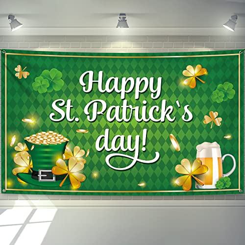 KatchOn, XtraLarge Happy St Patricks Day Banner - 72x44 Inch | St Patricks Day Backdrop for Photography | St Patricks Day Decorations Banners | Saint Patricks Day Banner for St Patricks Day Decor