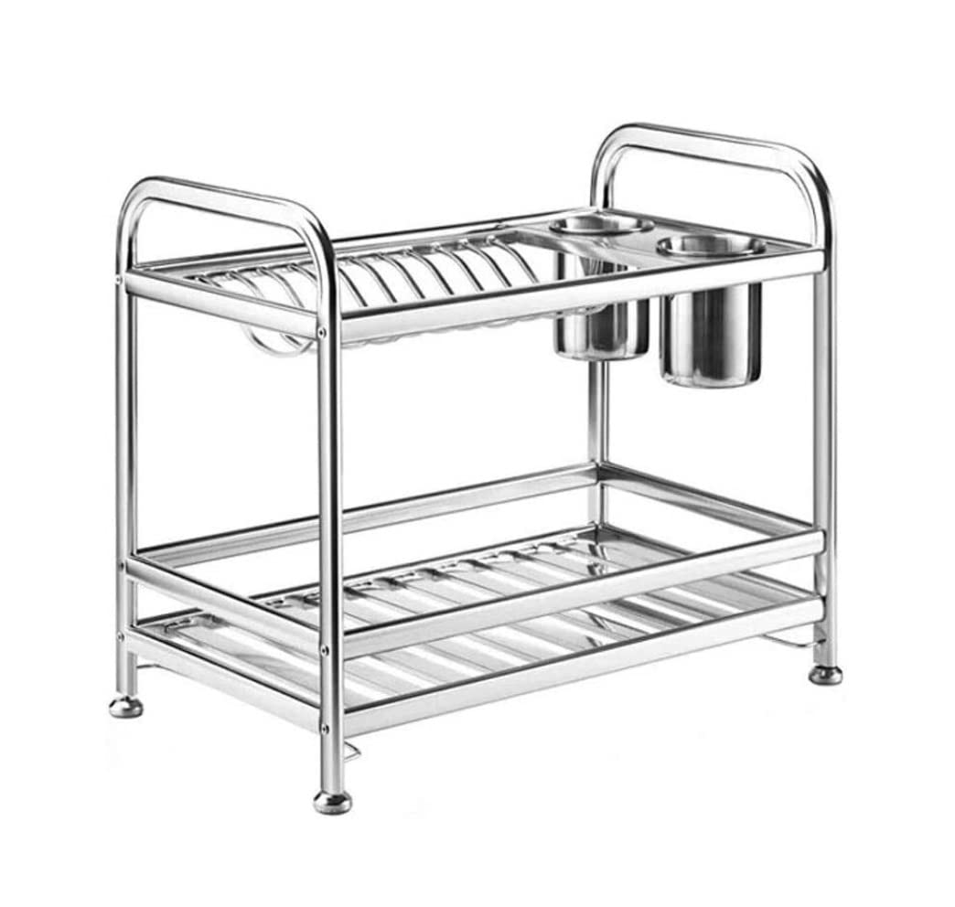 AZHKJKZH Dish Rack Stainless Steel Dish Rack Shelf Drain Organizer Kitchen Chopstick Holder For Small Kitchen(2 Layer-1)
