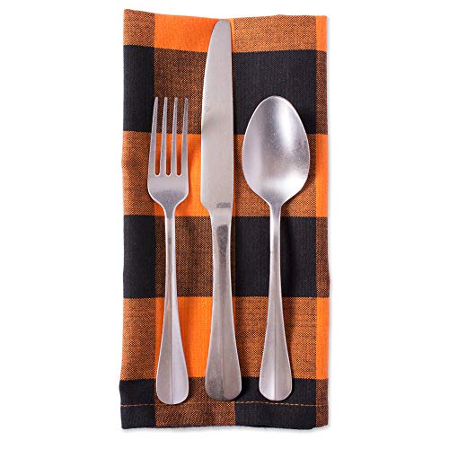 DII Buffalo Check Collection, Classic Farmhouse Tabletop Set, Napkin Set, 20x20, Orange & Black, 6 Piece, Napkin Set, 20x20" - Image 3