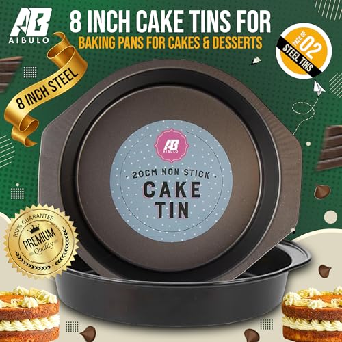 2 Pack 8 Inch Cake Tins for Baking | Round Non-Stick Carbon Steel Cake Tin Mould | Heavy-Duty Baking Tins for Oven | Sponge Cake Tins | Durable Bakeware for Home & Kitchen - Image 3
