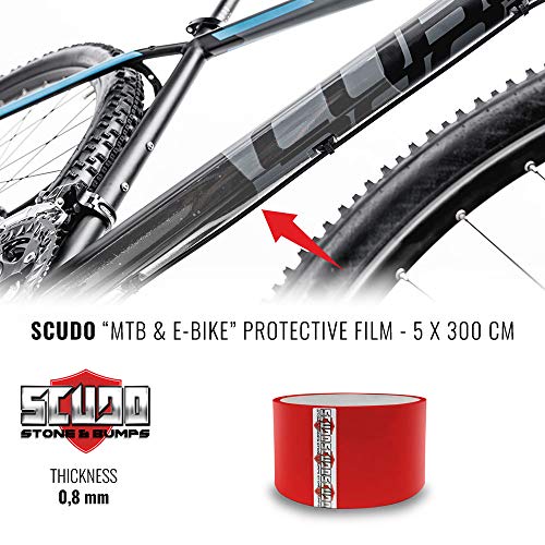 Quattroerre 16724 Rotolo Nastro Adesivo Scudo Roll per Protezione Telaio Bicicletta, 5 x 300 cm, Spessore 0.8 mm