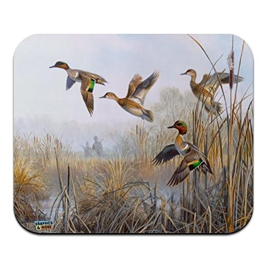Green-Winged Teal Ducks Taking Flight Hunters Hunting Low Profile Thin Mouse Pad Mousepad