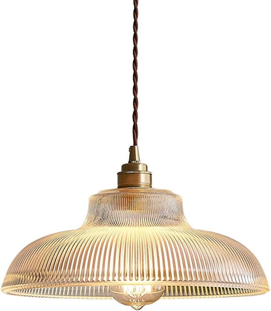 HYJAUSXB Indoor Led Ceiling Pendant, Pendant Light - Glass Lampshade Hanging Lights Chandelier Brass Base Suspension Lamp,Foyer