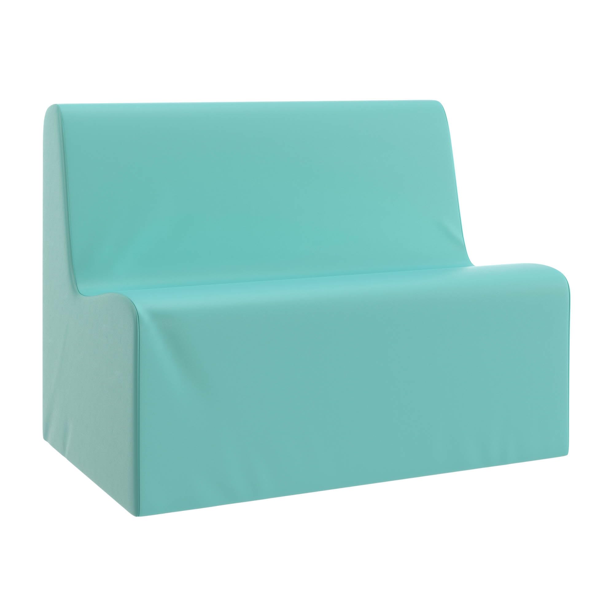 Children's Factory Large Contour Sofa, Mix-and-Match Kids Chairs, Sofas, Corner Ottomans and Cubes, Foam-Filled and Water-Resistant, Flexible Seating for Classroom Elementary, Aqua Kids Couch