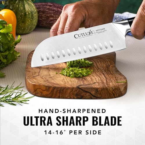 Image of Cutluxe Santoku Knife Set, 7 inch Chopping & 5 inch Vegetable Knife - German Steel