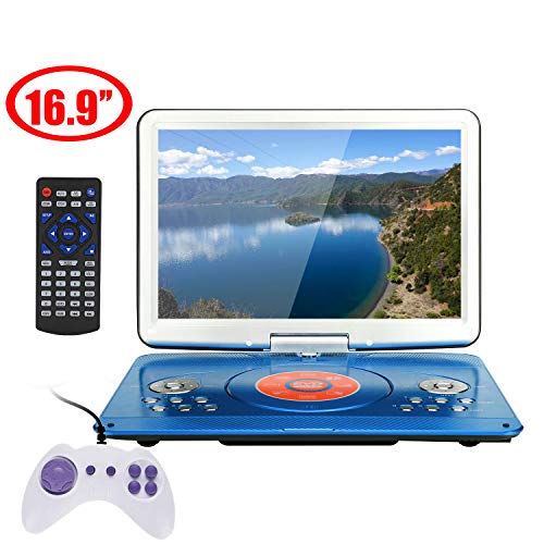YOOHOO 16.9'' Portable DVD Player with 6 Hours Rechargeable Battery,14.1'' HD Swivel Large