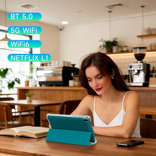 Image of NOVOJOY 7 Inch Tablet with Case, Android 15 Tablet PC, 32GB Storage 8GB RAM Tabletsa Quad-Core Processor Android Tableta pc Dual Camera, WiFi, BT Computer Tabletas.(with Tablets Cover),Navy Blue