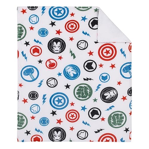 Image of NoJo Marvel The Avengers Red, White, and Blue Super Soft Sherpa Baby Blanket