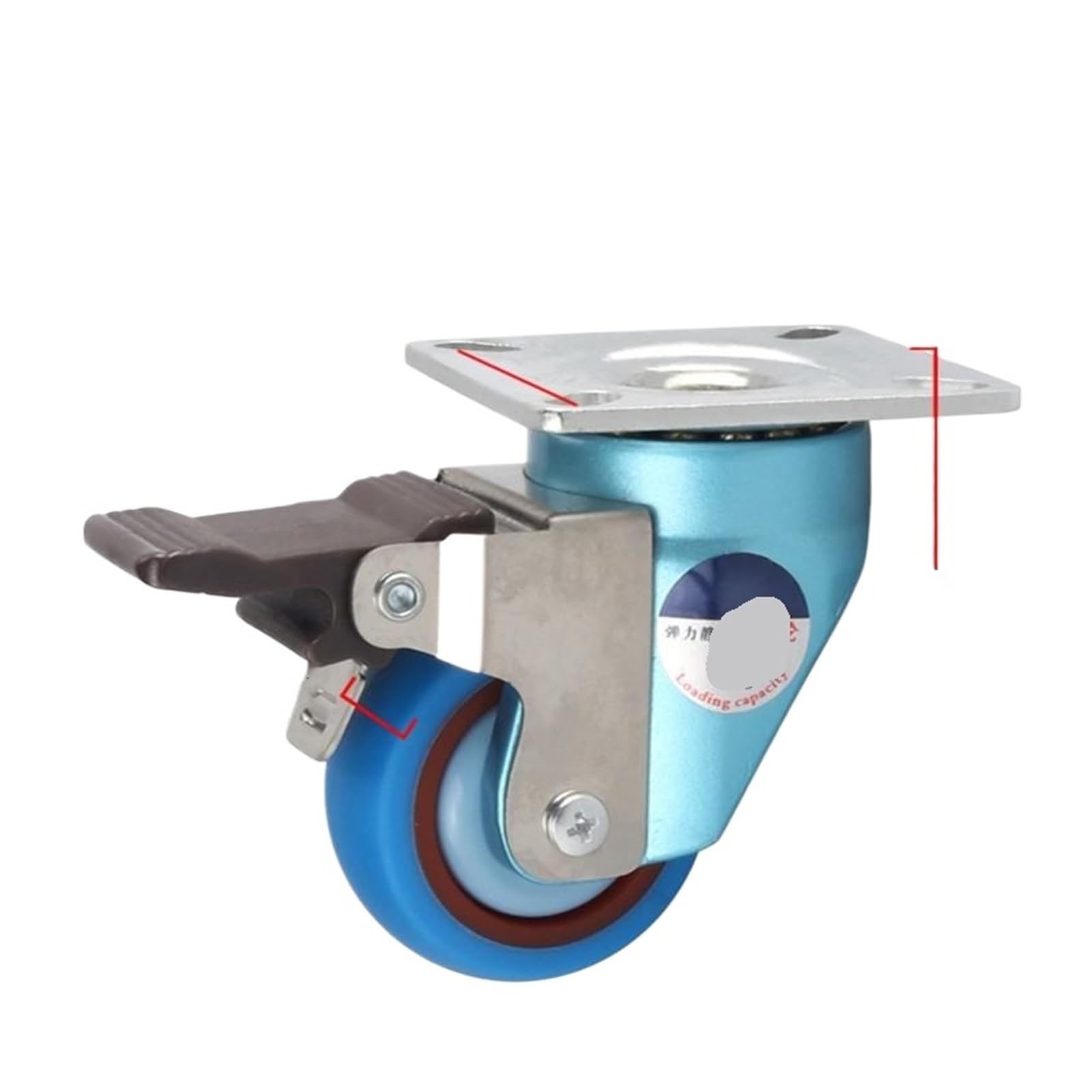 MXXDMOPD 1 Piece T50 Swivel Brake Caster Suitable for Machinery Furniture and Electrical appliances(Flat Blue-brake)