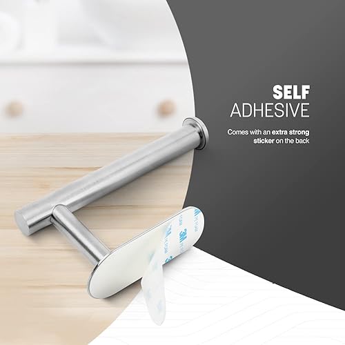 Miniatura 4 de Keplin Portarrollos de papel higiénico autoadhesivo plateado 3M  Soporte de papel higiénico montado en la pared de baño de acero inoxidable  No