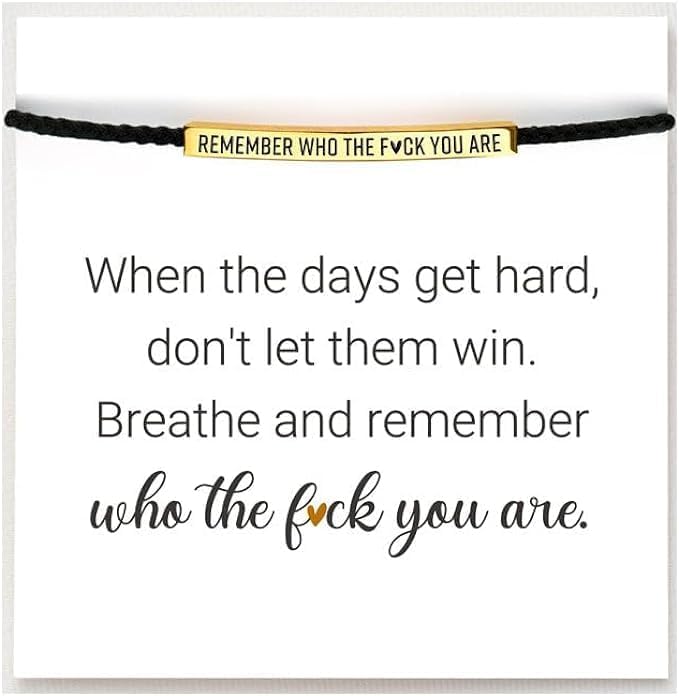 Image of Angyape Remember Who The F You Are Tube Bracelet For Women Men, 18k Gold Handmade Trendy Charms Adjustable Stainless Steel inspirational Bangle Bracelet for Teen Girls Cool Jewelry Gifts