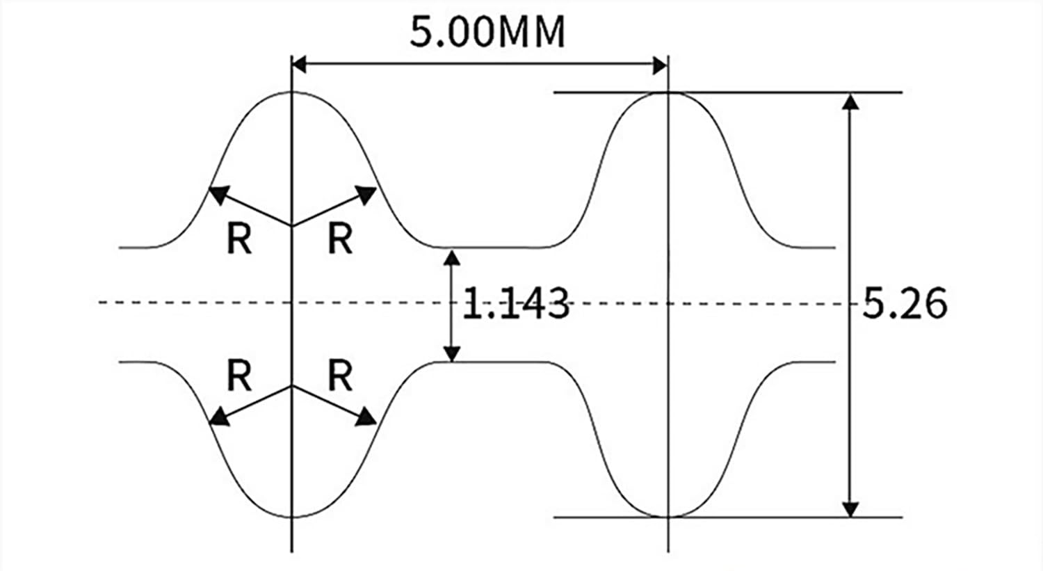 Dwustronny pasek rozrządu D5M 1240 | Gumowy pasek zębaty, szerokość 20 mm 40 mm długość 1240 mm, podwójne zęby (szerokość 15 mm)