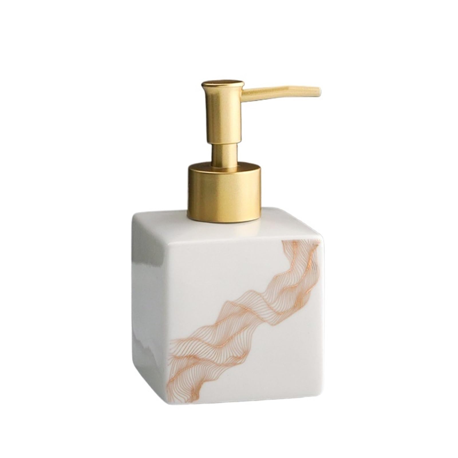 Cyairong-22 White Soap Dispenser Ceramic Square Lotion Squeeze Bottle Bathroom Shampoo Soap Dispenser With Pump(White)