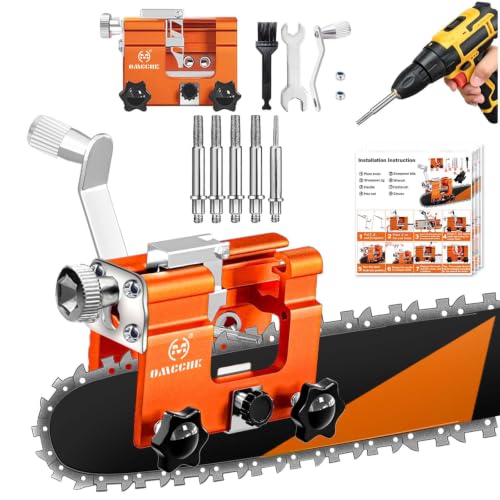 Image of Chainsaw Sharpener Jig with 5 Tungsten Bits, Universal Chainsaw Sharpening Tool Kit, Portable Hand Cranked Chain Saws Blade Sharpener Tool Accessories for 4 inch-22 inch Chain