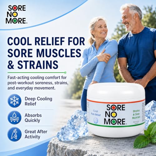 Image of Sore No More Cool Relieving Gel for Muscles & Joints Aches & Pains Associated with Strains, Bruises & Sprains | Absorbs Quickly with a Refreshing Lemon Aroma | 8 oz Jar