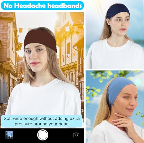 Image of RITOPER Wide Thick Headbands for Women Non Slip, 10 Pack Buttery Soft Workout Yoga Running Sweat Head Bands, Solid Headband Hair Bands for Wig Cover, Spa Day, Travel, Washing Face, Daily Use
