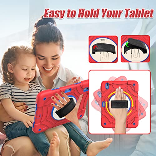Avawo Ipad 10Th Generation Case 10.9 Inch 2022, Ipad 10.9 Cover, [Built-In Screen Protector] [Shoulder Strap] [360°Rotating] Kickstand Shockproof Kids Child Case For Ipad 10Th Gen 10.9" 2022, Red #TOP3